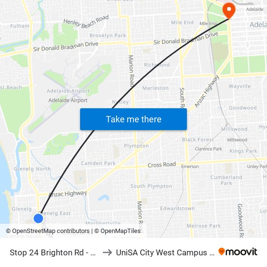 Stop 24 Brighton Rd - West side to UniSA City West Campus ~ RR 5-09 map