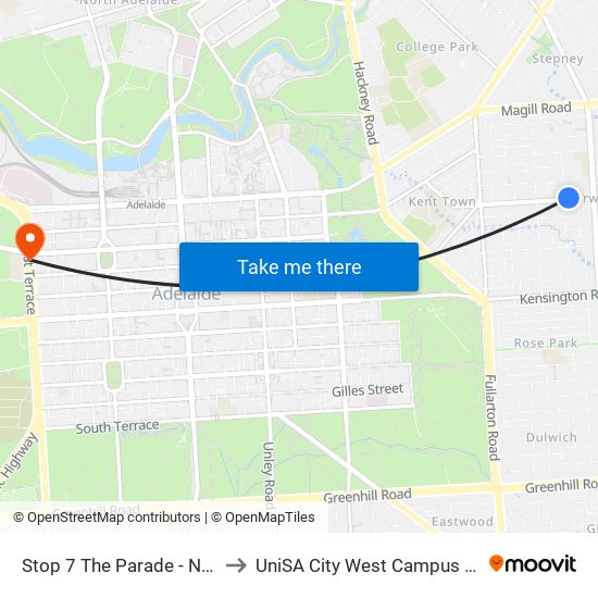 Stop 7 The Parade - North side to UniSA City West Campus ~ RR 5-09 map