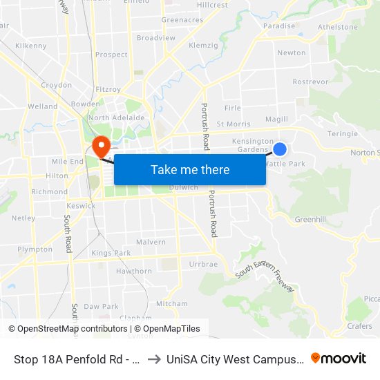 Stop 18A Penfold Rd - West side to UniSA City West Campus ~ RR 5-09 map