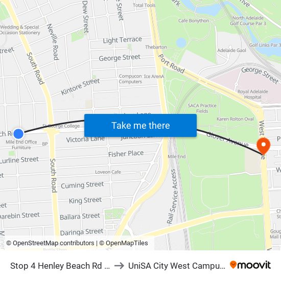 Stop 4 Henley Beach Rd - South side to UniSA City West Campus ~ RR 5-09 map