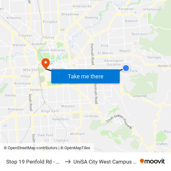 Stop 19 Penfold Rd - West side to UniSA City West Campus ~ RR 5-09 map