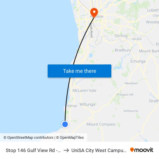 Stop 146 Gulf View Rd - South side to UniSA City West Campus ~ RR 5-09 map