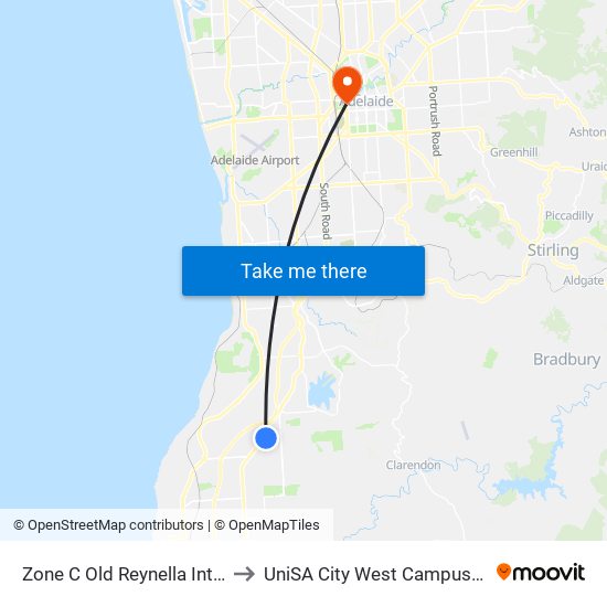 Zone C Old Reynella Interchange to UniSA City West Campus ~ RR 5-09 map