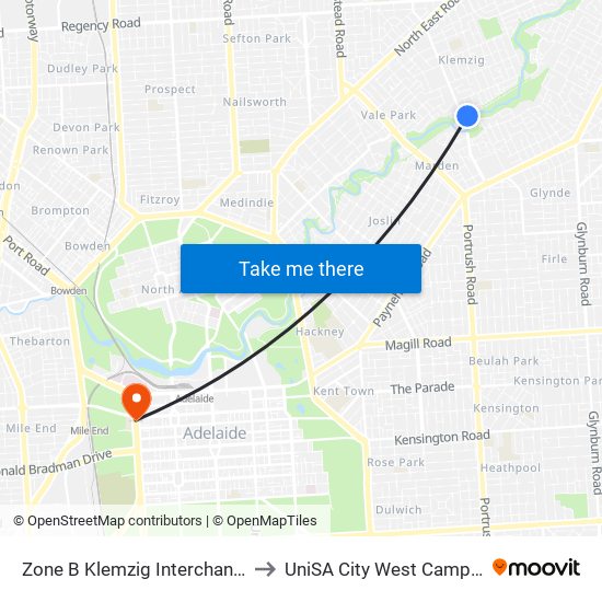 Zone B Klemzig Interchange - West side to UniSA City West Campus ~ RR 5-09 map