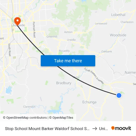 Stop School Mount Barker Waldorf School Sims Rd to UniSA map