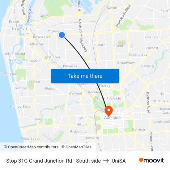 Stop 31G Grand Junction Rd - South side to UniSA map
