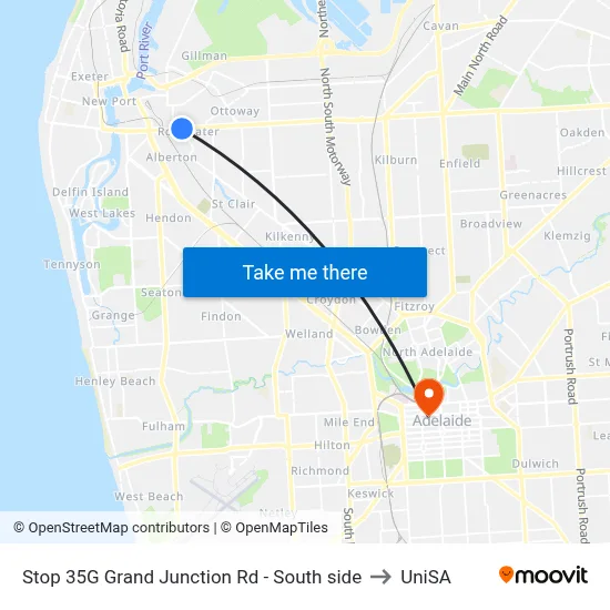 Stop 35G Grand Junction Rd - South side to UniSA map