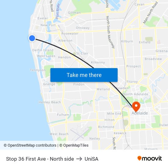 Stop 36 First Ave - North side to UniSA map
