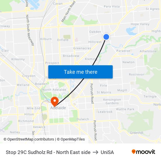 Stop 29C Sudholz Rd - North East side to UniSA map