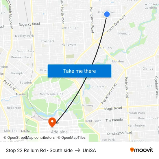 Stop 22 Rellum Rd - South side to UniSA map