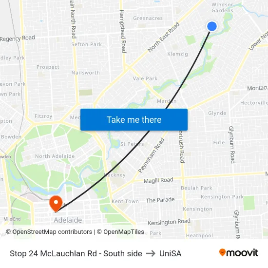 Stop 24 McLauchlan Rd - South side to UniSA map