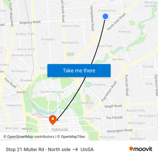 Stop 21 Muller Rd - North side to UniSA map