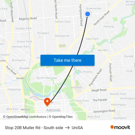 Stop 20B Muller Rd - South side to UniSA map