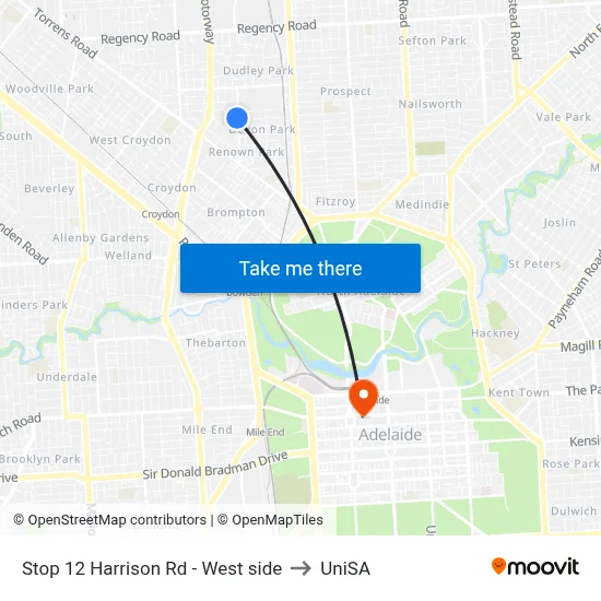 Stop 12 Harrison Rd - West side to UniSA map