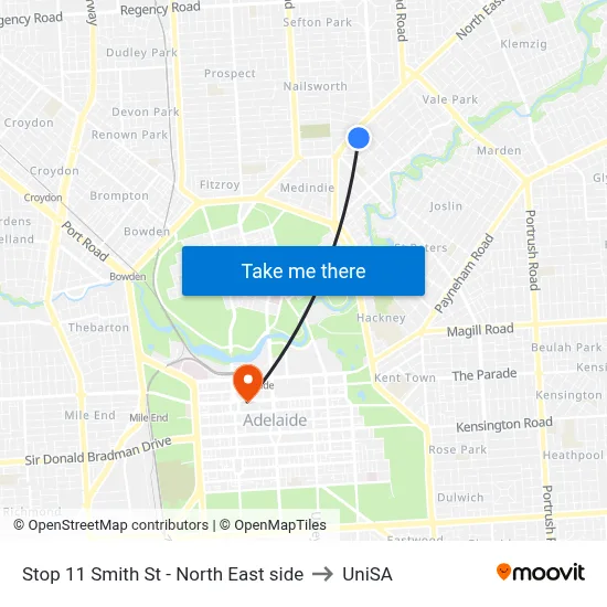 Stop 11 Smith St - North East side to UniSA map