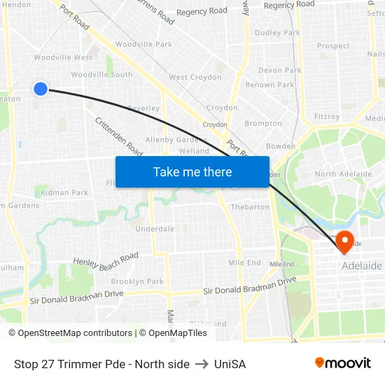 Stop 27 Trimmer Pde - North side to UniSA map