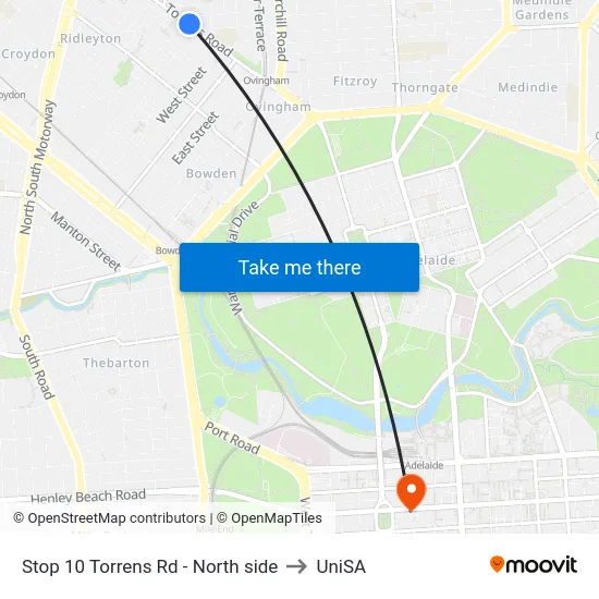 Stop 10 Torrens Rd - North side to UniSA map