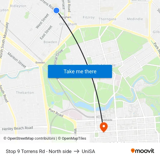 Stop 9 Torrens Rd - North side to UniSA map