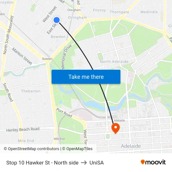 Stop 10 Hawker St - North side to UniSA map
