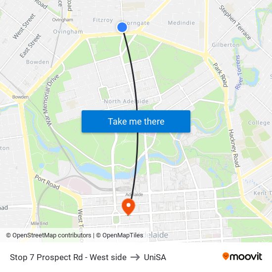 Stop 7 Prospect Rd - West side to UniSA map