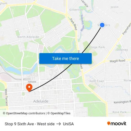 Stop 9 Sixth Ave - West side to UniSA map