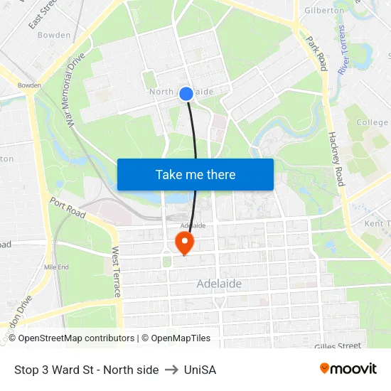 Stop 3 Ward St - North side to UniSA map