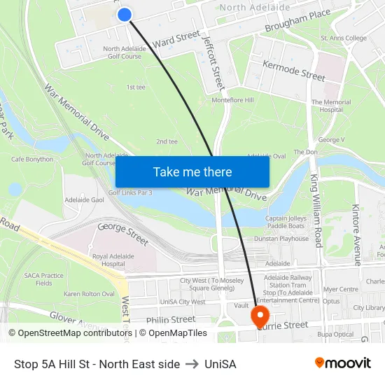 Stop 5A Hill St - North East side to UniSA map