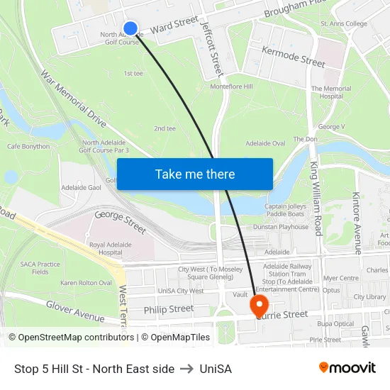 Stop 5 Hill St - North East side to UniSA map