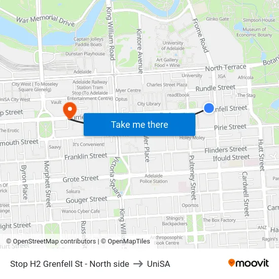 Stop H2 Grenfell St - North side to UniSA map