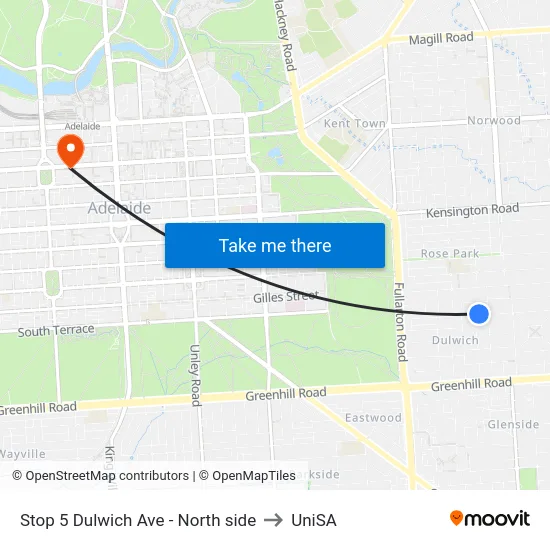 Stop 5 Dulwich Ave - North side to UniSA map