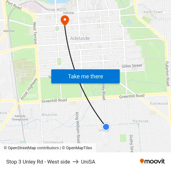 Stop 3 Unley Rd - West side to UniSA map