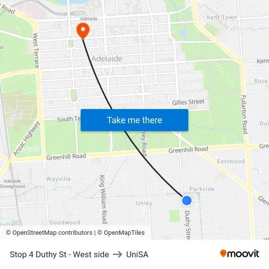 Stop 4 Duthy St - West side to UniSA map