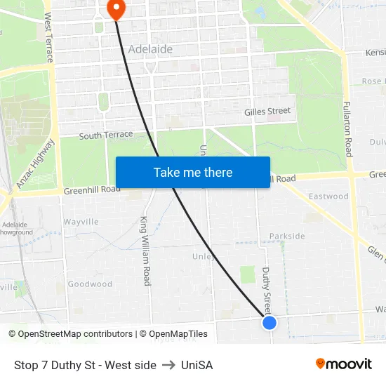 Stop 7 Duthy St - West side to UniSA map