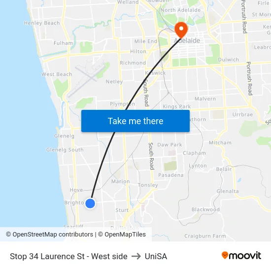 Stop 34 Laurence St - West side to UniSA map