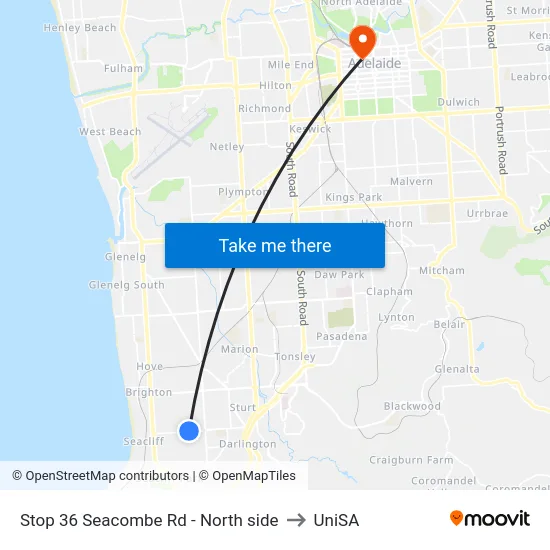 Stop 36 Seacombe Rd - North side to UniSA map