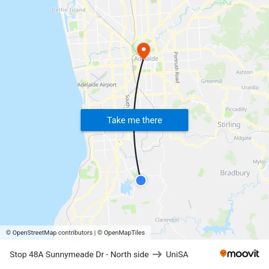 Stop 48A Sunnymeade Dr - North side to UniSA map