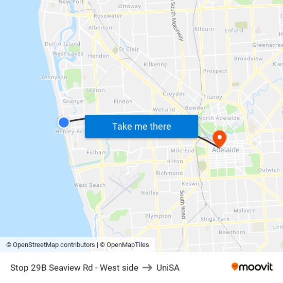 Stop 29B Seaview Rd - West side to UniSA map