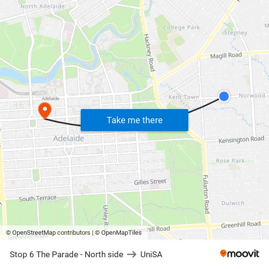 Stop 6 The Parade - North side to UniSA map
