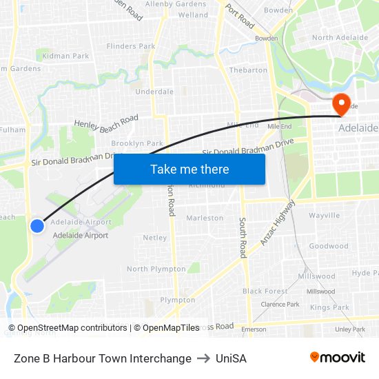 Zone B Harbour Town Interchange to UniSA map