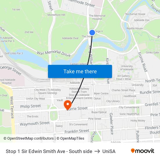 Stop 1 Sir Edwin Smith Ave - South side to UniSA map