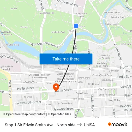 Stop 1 Sir Edwin Smith Ave - North side to UniSA map