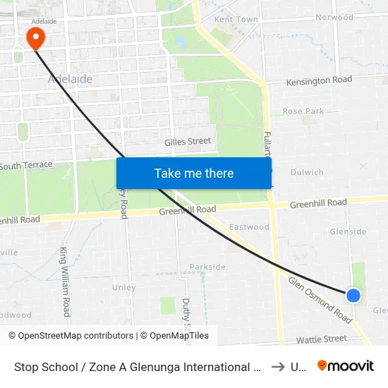 Stop School / Zone A Glenunga International High School Conyngham St to UniSA map