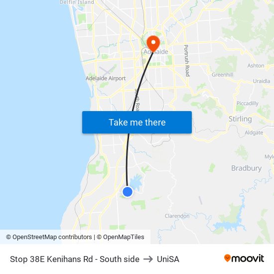 Stop 38E Kenihans Rd - South side to UniSA map