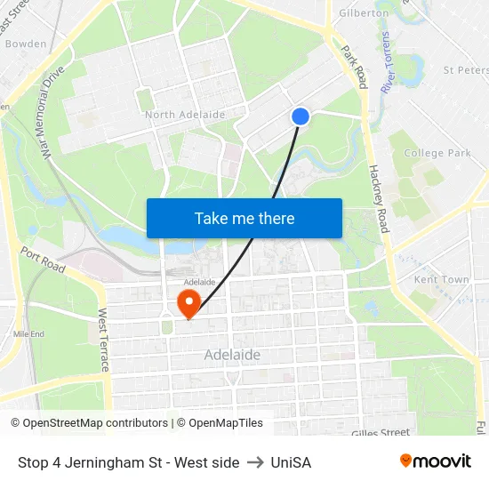 Stop 4 Jerningham St - West side to UniSA map