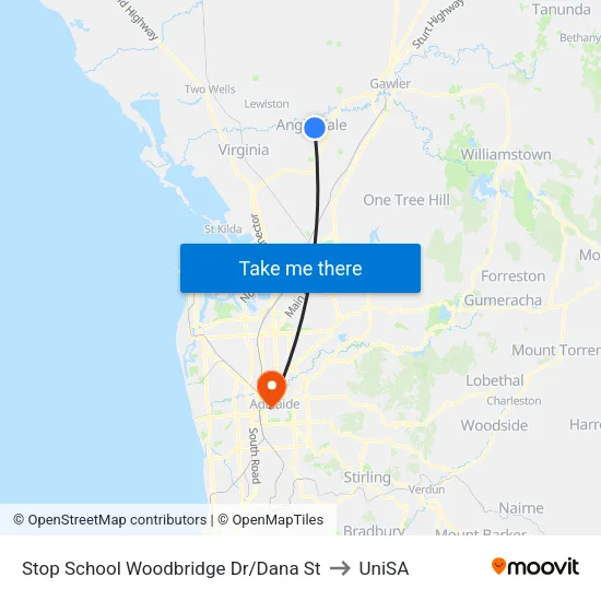 Stop School Woodbridge Dr/Dana St to UniSA map