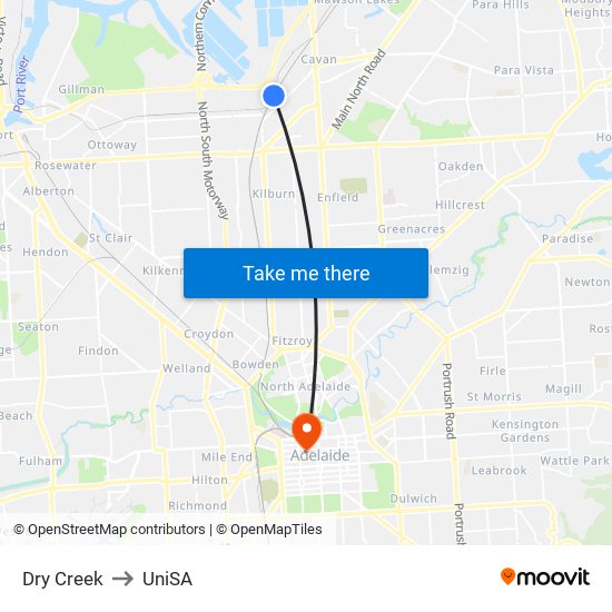 Dry Creek to UniSA map