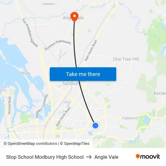 Stop School Modbury High School to Angle Vale map