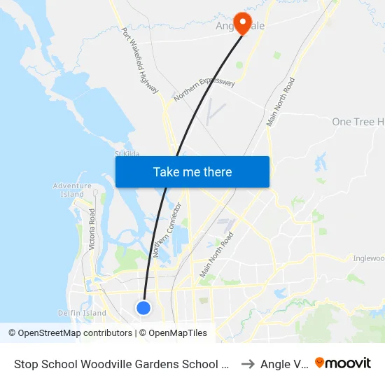 Stop School Woodville Gardens School Ridley Gr to Angle Vale map