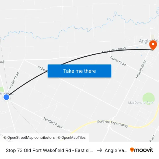 Stop 73 Old Port Wakefield Rd - East side to Angle Vale map