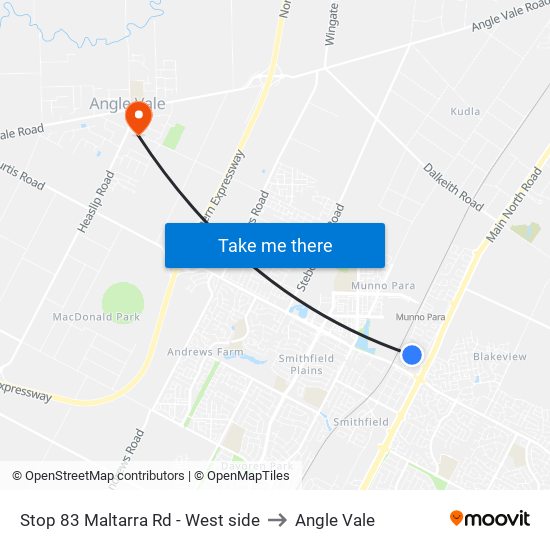 Stop 83 Maltarra Rd - West side to Angle Vale map